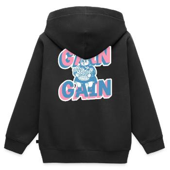 Dessin animé Gain Gain Gain Gym Girl - Sweat Premium à capuche zippé enfant bio - noir - Dos - AI Model Kid Male (0cm)
