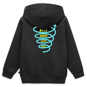 Petits pas - Sweat Premium à capuche zippé enfant bio - noir - Dos - AI Model Kid Male (0cm)