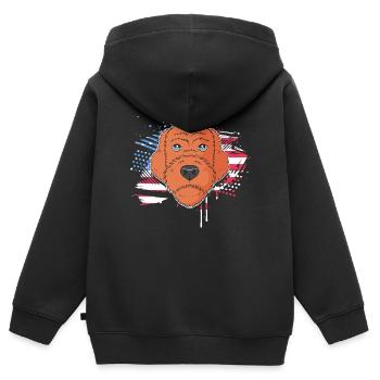 Chien Griffon - Sweat Premium à capuche zippé enfant bio - noir - Dos - AI Model Kid Male (0cm)