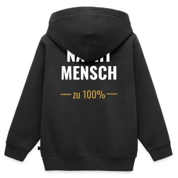 Nachtmensch – Zu 100%  - Kinder Premium Organic Zip Hoodie - Schwarz - Hinten - AI Model Kid Male (0cm)