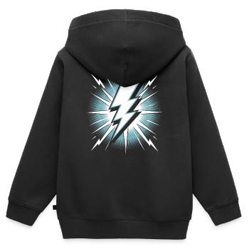 Foudre Foudre Orage Tempête actuelle - Sweat Premium à capuche zippé enfant bio - noir - Dos - AI Model Kid Male (0cm)