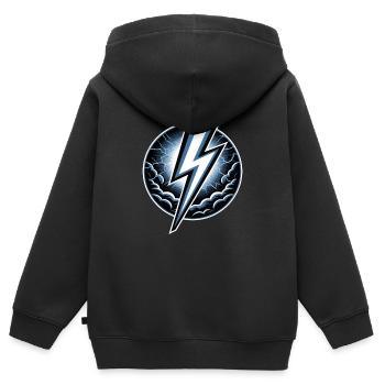 Foudre Foudre Orage Tempête actuelle - Sweat Premium à capuche zippé enfant bio - noir - Dos - AI Model Kid Male (0cm)