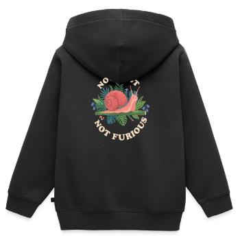 Not Fast Not Furious Funny Snail Pun - Kids Premium Organic Zip-up Hoodie - black - Back - AI Model Kid Male (0cm)