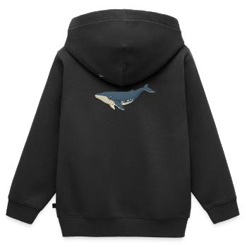 Baleine Bonjour Drôle, jeu de mots sur les animaux marins - Sweat Premium à capuche zippé enfant bio - noir - Dos - AI Model Kid Male (0cm)