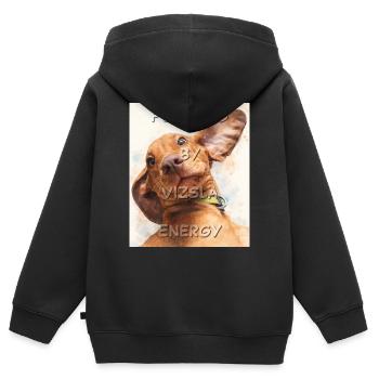 Angetrieben von Vizsla Energy – Ein albernes Gesichts-Aquarell - Kinder Premium Organic Zip Hoodie - Schwarz - Hinten - AI Model Kid Male (0cm)