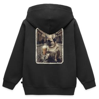 Winnie boit café latte - Sweat Premium à capuche zippé enfant bio - noir - Dos - AI Model Kid Male (0cm)