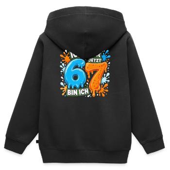 Geburtstag Ich War 6 Jetzt Bin Ich 7  - Kinder Premium Organic Zip Hoodie - Schwarz - Hinten - AI Model Kid Male (0cm)