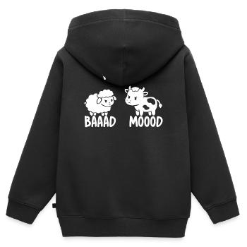 Baaad Mood Cow & Sheep - Kids Premium Organic Zip-up Hoodie - black - Back - AI Model Kid Male (0cm)