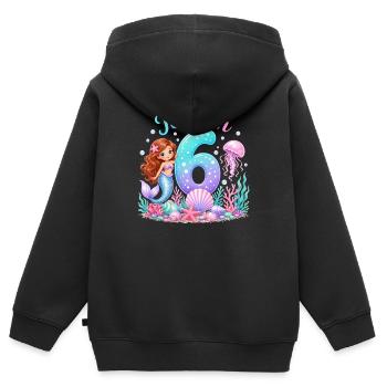 Geburtstag Mädchen 6  Meerjungfrau - Kinder Premium Organic Zip Hoodie - Schwarz - Hinten - AI Model Kid Male (0cm)