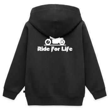 Moto pour la Vie – Silhouette Motarde - Sweat Premium à capuche zippé enfant bio - noir - Dos - AI Model Kid Male (0cm)