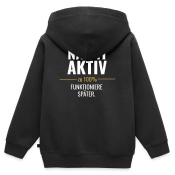Nachtaktiv statt früh motiviert - Kinder Premium Organic Zip Hoodie - Schwarz - Hinten - AI Model Kid Male (0cm)