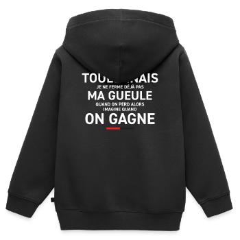 Je Suis Toulonnais Je Ne Ferme Deja Pas Ma Gueu... - Sweat Premium à capuche zippé enfant bio - noir - Dos - AI Model Kid Male (0cm)