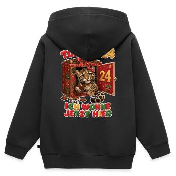 Ich wohne jetzt hier - Kinder Premium Organic Zip Hoodie - Schwarz - Hinten - AI Model Kid Male (0cm)