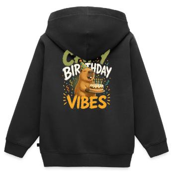 Confettis gâteau capybara Ambibes d’anniversaire - Sweat Premium à capuche zippé enfant bio - noir - Dos - AI Model Kid Male (0cm)