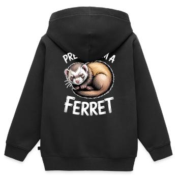 Dictons de furet : cadeau drôle de furet - Sweat Premium à capuche zippé enfant bio - noir - Dos - AI Model Kid Male (0cm)