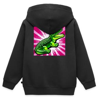crocodile - Sweat Premium à capuche zippé enfant bio - noir - Dos - AI Model Kid Male (0cm)