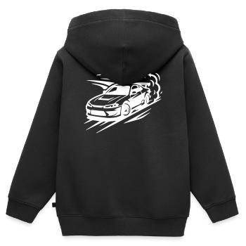 Auto Driften Symbol - Kinder Premium Organic Zip Hoodie - Schwarz - Hinten - AI Model Kid Male (0cm)