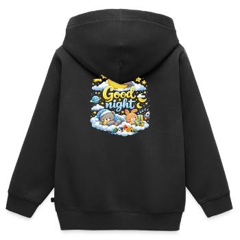 Good Night Kids Sleepy Moon T-Shirt Design - Kinder Premium Organic Zip Hoodie - Schwarz - Hinten - AI Model Kid Male (0cm)