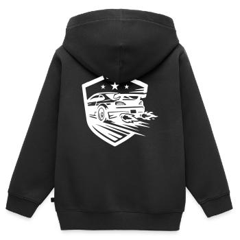 Auto Rennauto - Kinder Premium Organic Zip Hoodie - Schwarz - Hinten - AI Model Kid Male (0cm)