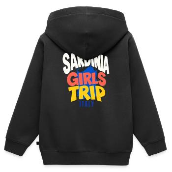 Voyage des filles en Sardaigne Équipe de vacances en Italie Voyage Identifiant - Sweat Premium à capuche zippé enfant bio - noir - Dos - AI Model Kid Male (0cm)