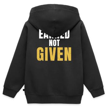 Verdient Keine Disziplin, harte Arbeit - Kinder Premium Organic Zip Hoodie - Schwarz - Hinten - AI Model Kid Male (0cm)