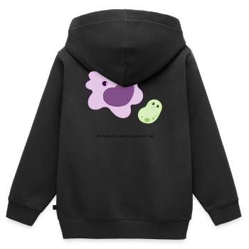 Macrophage mignon et petite bactérie - Sweat Premium à capuche zippé enfant bio - noir - Dos - AI Model Kid Male (0cm)