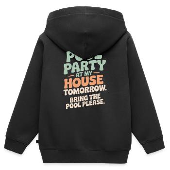 Fête à la piscine Amenez la piscine Fête d’été à la piscine en remarque - Sweat Premium à capuche zippé enfant bio - noir - Dos - AI Model Kid Male (0cm)