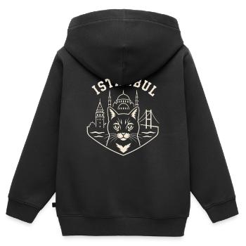 Istanbul Cat Skyline - Sweat Premium à capuche zippé enfant bio - noir - Dos - AI Model Kid Male (0cm)