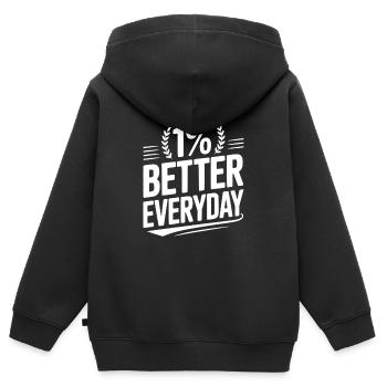 1 % de mieux chaque jour - Sweat Premium à capuche zippé enfant bio - noir - Dos - AI Model Kid Male (0cm)