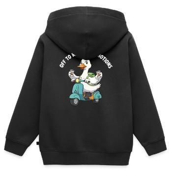 Quak Scooter Emotionsregler - Kinder Premium Organic Zip Hoodie - Schwarz - Hinten - AI Model Kid Male (0cm)
