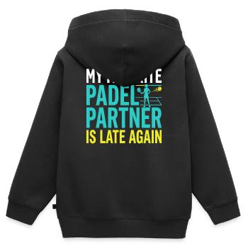 Joueuse de padel fille padel cadeau de padel tennis - Sweat Premium à capuche zippé enfant bio - noir - Dos - AI Model Kid Male (0cm)