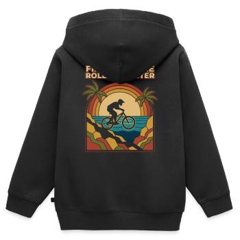 Finale Ligure Rollercoaster Retro Enduro MTB - Sweat Premium à capuche zippé enfant bio - noir - Dos - AI Model Kid Male (0cm)