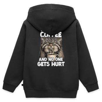 Manul Pallas Chat Café Sarcasme Amoureux des chats - Sweat Premium à capuche zippé enfant bio - noir - Dos - AI Model Kid Male (0cm)