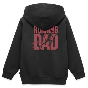 Laufender Papa Le Papa Coureur Chemise - Sweat Premium à capuche zippé enfant bio - noir - Dos - AI Model Kid Male (0cm)