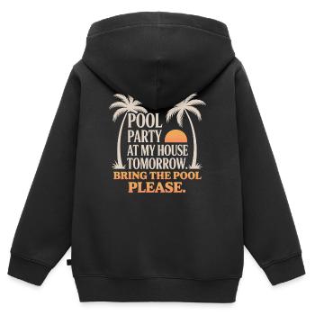 Fête à la piscine Amenez la piscine Fête d’été à la piscine en remarque - Sweat Premium à capuche zippé enfant bio - noir - Dos - AI Model Kid Male (0cm)