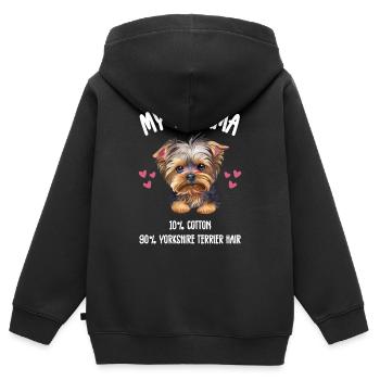 Lustiger Yorkie-Hunde-Pyjama - Kinder Premium Organic Zip Hoodie - Schwarz - Hinten - AI Model Kid Male (0cm)