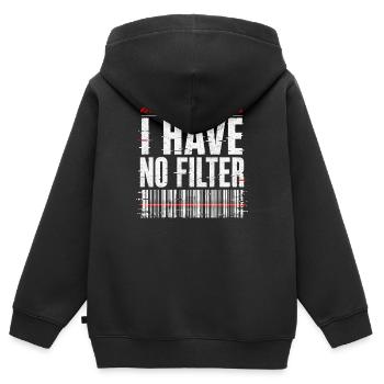Caution I Have No Filter Sarcasm Irony Humor - Kids Premium Organic Zip-up Hoodie - black - Back - AI Model Kid Male (0cm)