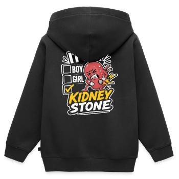 Survivant des calculs rénaux - Motif drôle de calcul rénal - Sweat Premium à capuche zippé enfant bio - noir - Dos - AI Model Kid Male (0cm)