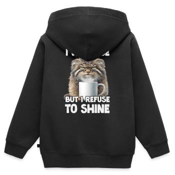 Manul Cat Coffee Humour T | Chat sauvage de Pallas - Sweat Premium à capuche zippé enfant bio - noir - Dos - AI Model Kid Male (0cm)