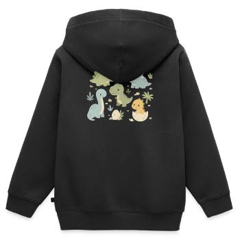 Cute Dinosaur Kids Design - Kids Premium Organic Zip-up Hoodie - black - Back - AI Model Kid Male (0cm)
