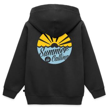 Sommerruf-Sonnenstrahl - Kinder Premium Organic Zip Hoodie - Schwarz - Hinten - AI Model Kid Male (0cm)