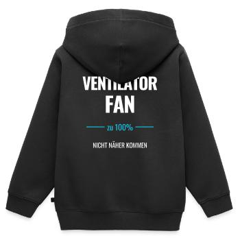 Ventilator Fan zu 100% Nicht näher kommen - Kinder Premium Organic Zip Hoodie - Schwarz - Hinten - AI Model Kid Male (0cm)