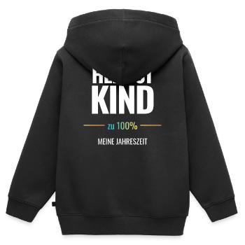 Herbstkind zu 100% Meine Jahreszeit - Kinder Premium Organic Zip Hoodie - Schwarz - Hinten - AI Model Kid Male (0cm)