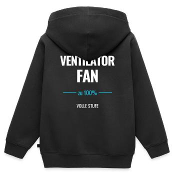 Ventilator Fan zu 100% Volle Stufe - Kinder Premium Organic Zip Hoodie - Schwarz - Hinten - AI Model Kid Male (0cm)