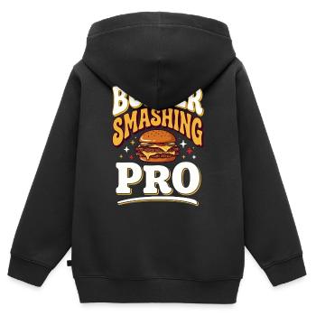 Burger Crush Professional - Sweat Premium à capuche zippé enfant bio - noir - Dos - AI Model Kid Male (0cm)