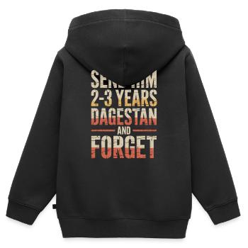 MMA, lutte, arts martiaux mixtes, l’envoient au Daghestan - Sweat Premium à capuche zippé enfant bio - noir - Dos - AI Model Kid Male (0cm)