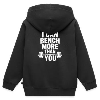 Je peux faire du développé couché plus que toi - Sweat Premium à capuche zippé enfant bio - noir - Dos - AI Model Kid Male (0cm)