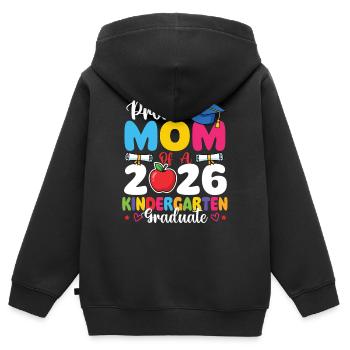Proud Mom Diplômée de maternelle 2026 - Sweat Premium à capuche zippé enfant bio - noir - Dos - AI Model Kid Male (0cm)