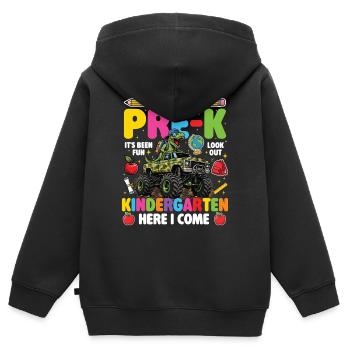 Adieu la maternelle de maternelle, voilà que j’arrive garçon - Sweat Premium à capuche zippé enfant bio - noir - Dos - AI Model Kid Male (0cm)