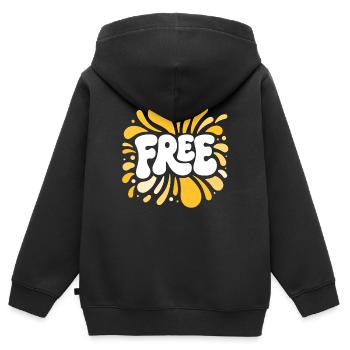 Liberté en Éclats Jaune Pop - Sweat Premium à capuche zippé enfant bio - noir - Dos - AI Model Kid Male (0cm)